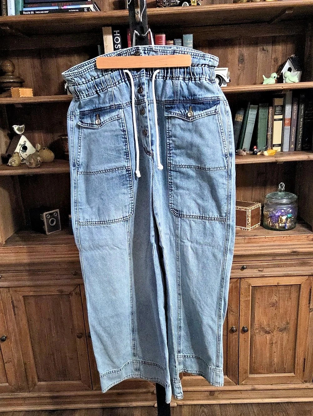 Habitual Jade Drawstring Wide Leg Jeans Blue XL